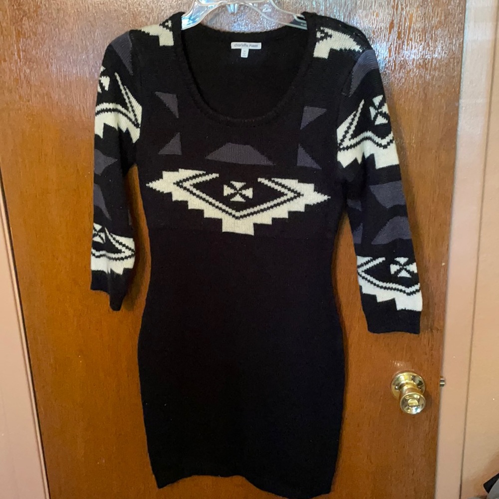 Black tribal print dress
